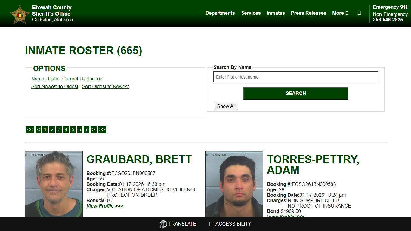 Inmate Roster - Current Inmates Booking Date Descending - Etowah County Sheriff's Office