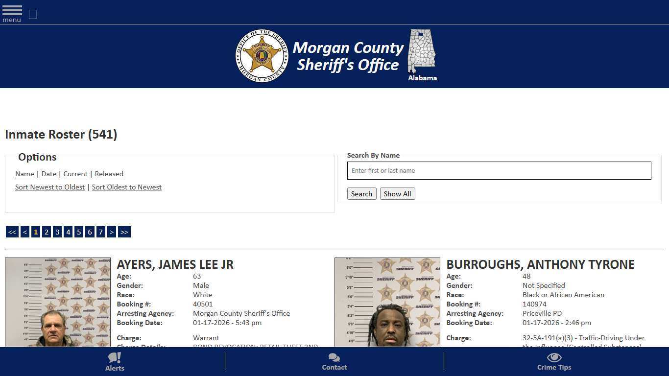 Inmate Roster - Current Inmates Booking Date Descending - Morgan County Sheriff, Alabama